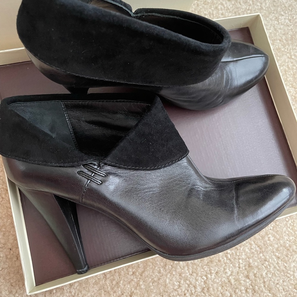 Coach Annika Soft Leather and Suede Fold-Over Heel Ankle Boots